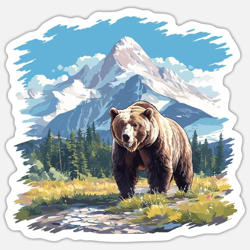 Kodiakbären Kodiakbär - Sticker Größe S (10 x 10 cm) - Mattweiß