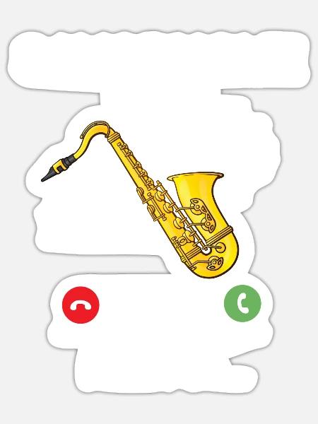 Saxophone Phone Display Saxophone - Sticker Größe S (10 x 10 cm) - Mattweiß