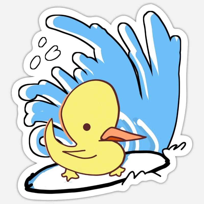 Surfin’Duck - Sticker taille S (10 x 10 cm) - blanc mat