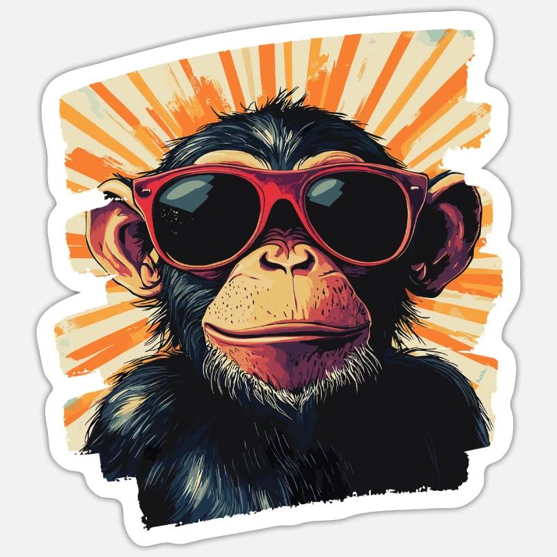 Affe - Sticker Größe S (10 x 10 cm) - Mattweiß