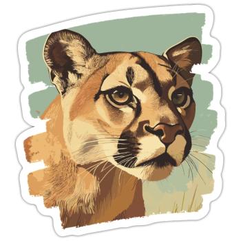 Lion de montagne Rétro - Sticker taille S (10 x 10 cm) - blanc mat - Devant