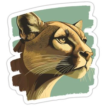 Lion de montagne Rétro - Sticker taille S (10 x 10 cm) - blanc mat - Devant