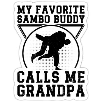 Mon copain de Sambo préféré m’appelle Grand-père Sambo - Sticker taille S (10 x 10 cm) - blanc mat - Devant