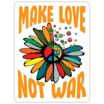 Make Love Not War Flower Power Hippie - Sticker size S (10 x 10 cm) - white matte - Front
