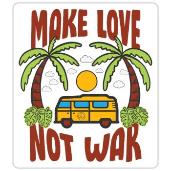 Make Love Not War Flower Power Hippie - Sticker size S (10 x 10 cm) - white matte - Front