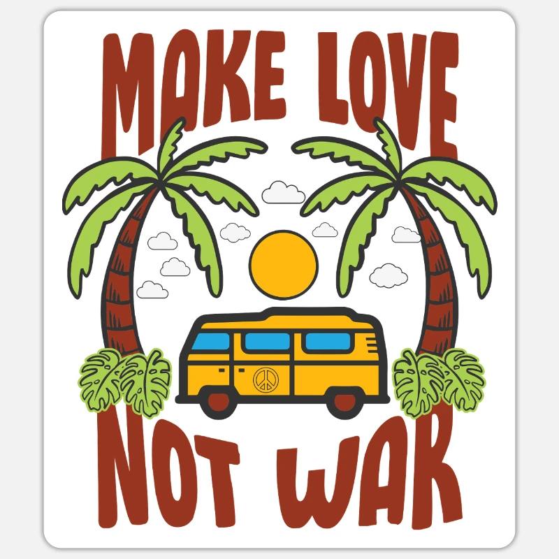 Make Love Not War Flowerpower Hippie - Sticker Größe S (10 x 10 cm) - Mattweiß