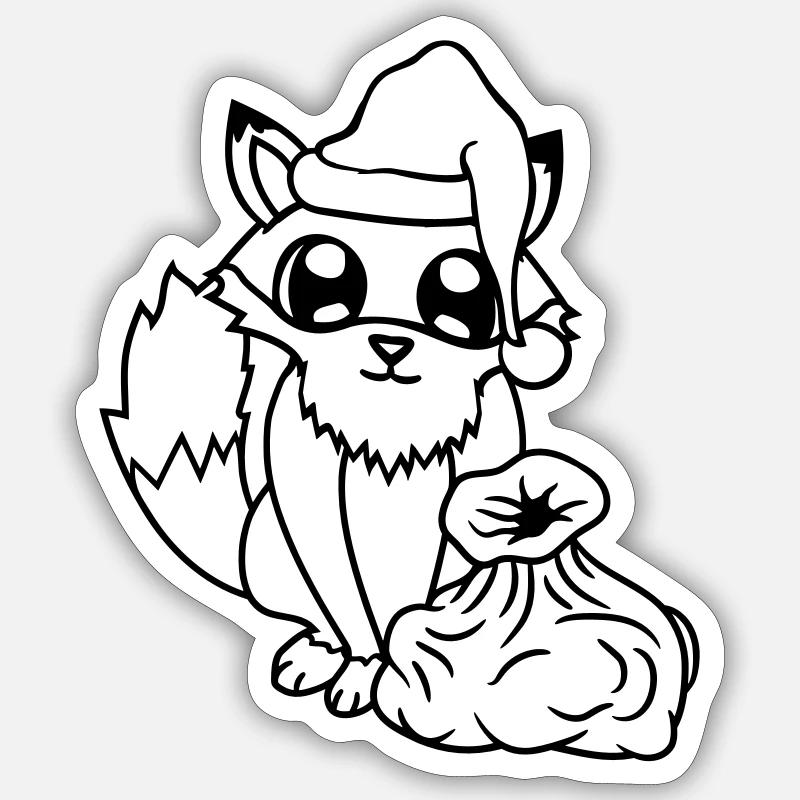 Fuchs Rotfuchs Weihnachtsmann Weihnachten Geschenk - Sticker Größe S (10 x 10 cm) - Mattweiß