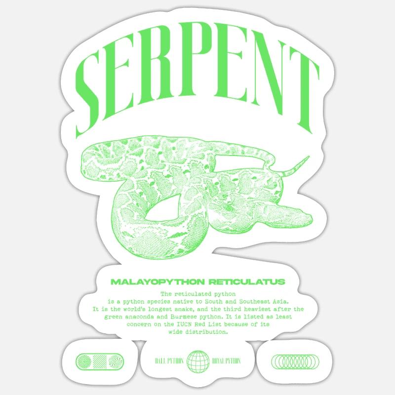Gardien de reptiles python réticulé Streetwear Sticker taille S (10 x 10 cm)