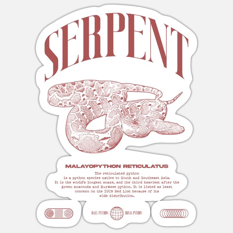 Gardien de reptiles python réticulé Streetwear Sticker taille S (10 x 10 cm)