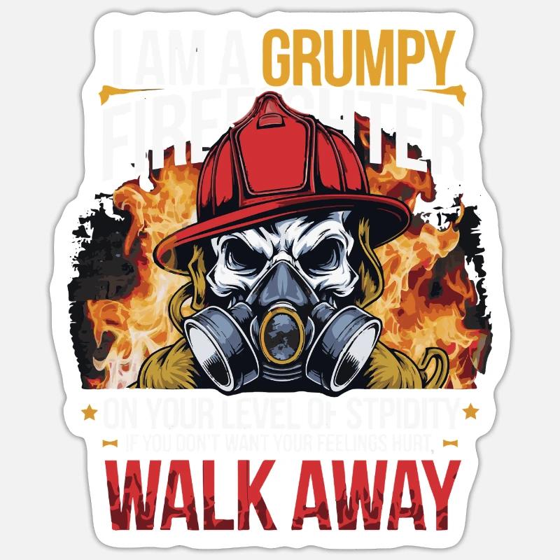 GRUMPY FIREFIGHTHER Sticker size S (10 x 10 cm)