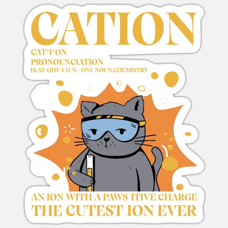 Cation - Sticker size S (10 x 10 cm) - white matte