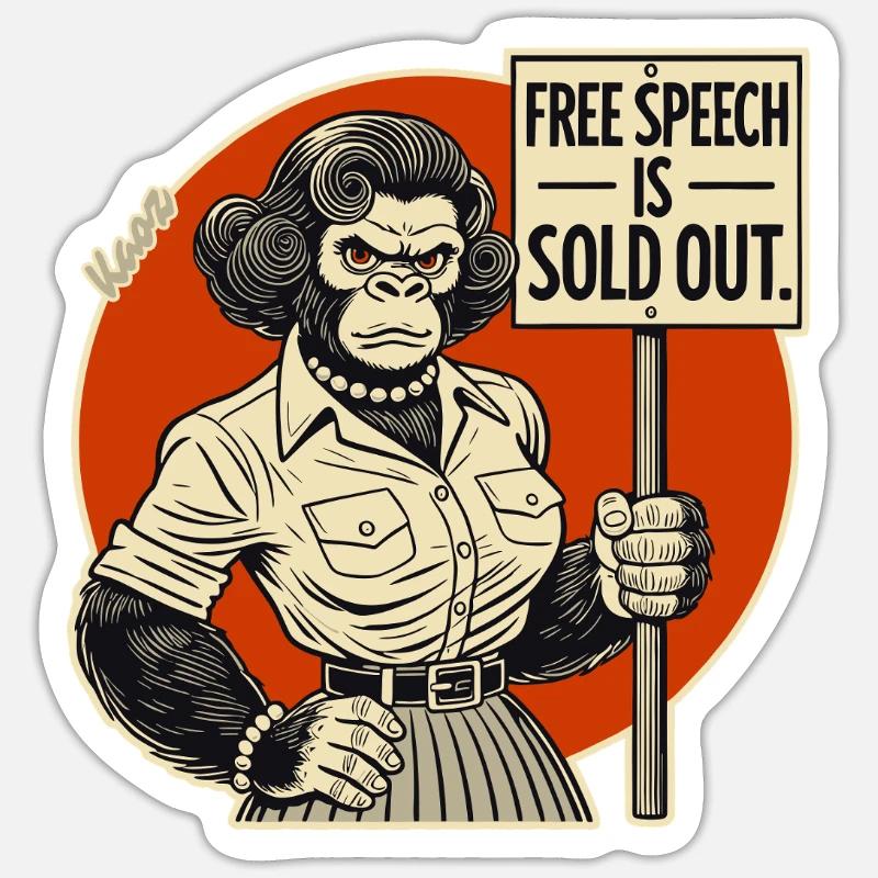 Gorille avec un bouclier : la liberté d’expression vendue Sticker taille S (10 x 10 cm)