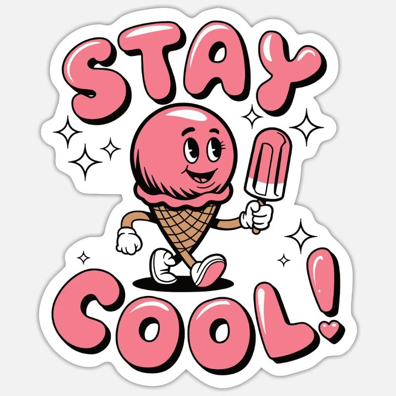 Restez cool Mascotte - Sticker taille S (10 x 10 cm) - blanc mat