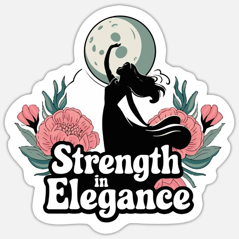 STRENGTH IN ELEGANCE - Sticker size S (10 x 10 cm) - white matte