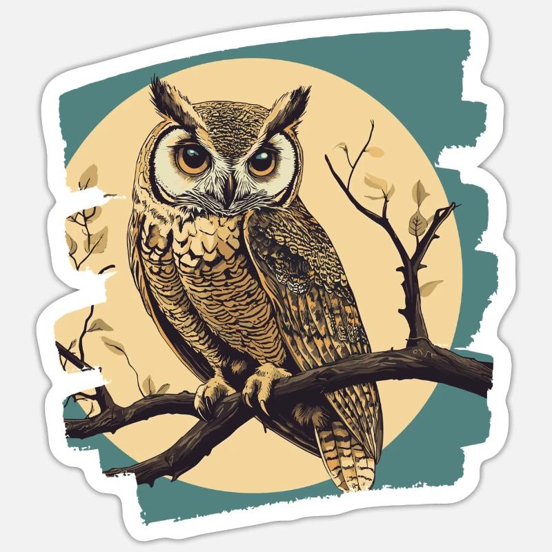 Eule - Sticker Größe S (10 x 10 cm) - Mattweiß