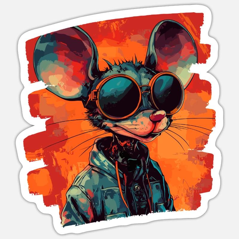 Mouse Retro Sticker size S (10 x 10 cm)