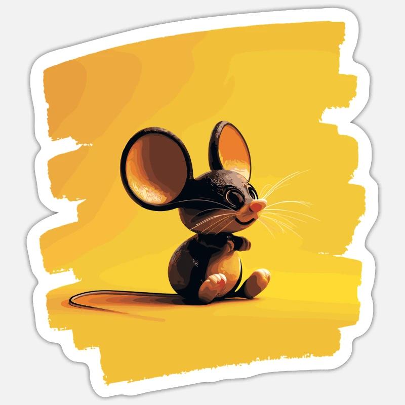 Souris - Sticker taille S (10 x 10 cm) - blanc mat