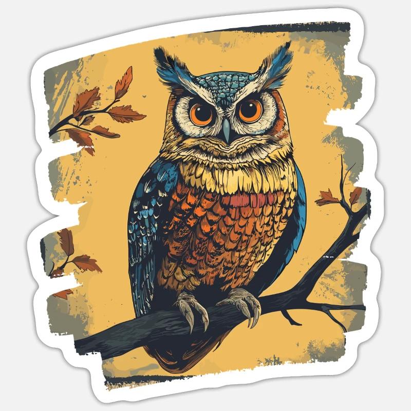 Eule - Sticker Größe S (10 x 10 cm) - Mattweiß