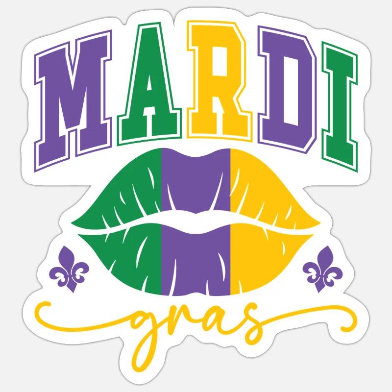 Mardi Gras Lips - Sticker size S (10 x 10 cm) - white matte