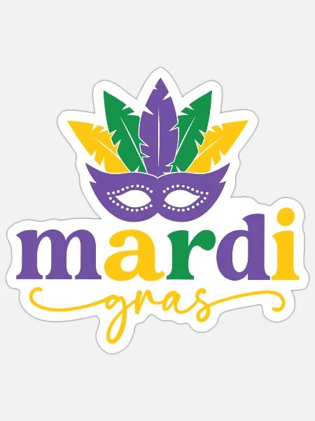Mardi Gras Maske - Sticker Größe S (10 x 10 cm) - Mattweiß