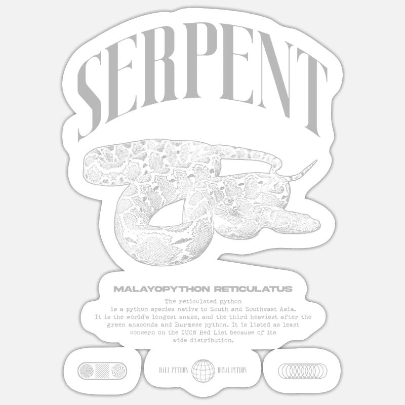 Gardien de reptiles python réticulé Streetwear Sticker taille S (10 x 10 cm)