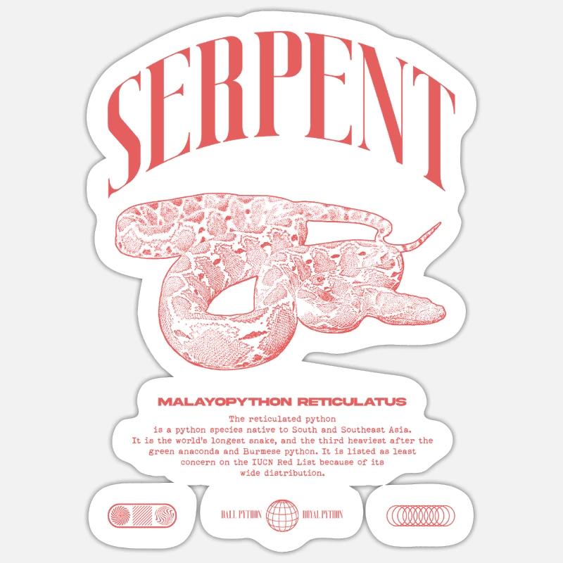 Gardien de reptiles python réticulé Streetwear Sticker taille S (10 x 10 cm)