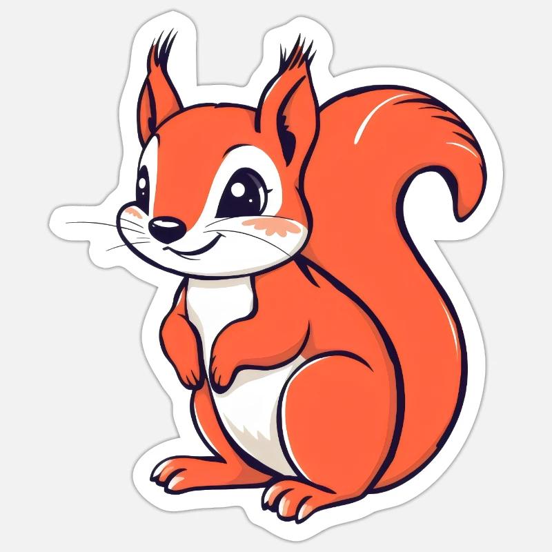 Süßes kleines Eichhörnchen - Sticker Größe S (10 x 10 cm) - Mattweiß