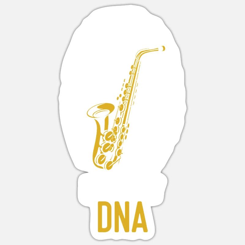 Saxophones C’est dans mon ADN - Sticker taille S (10 x 10 cm) - blanc mat