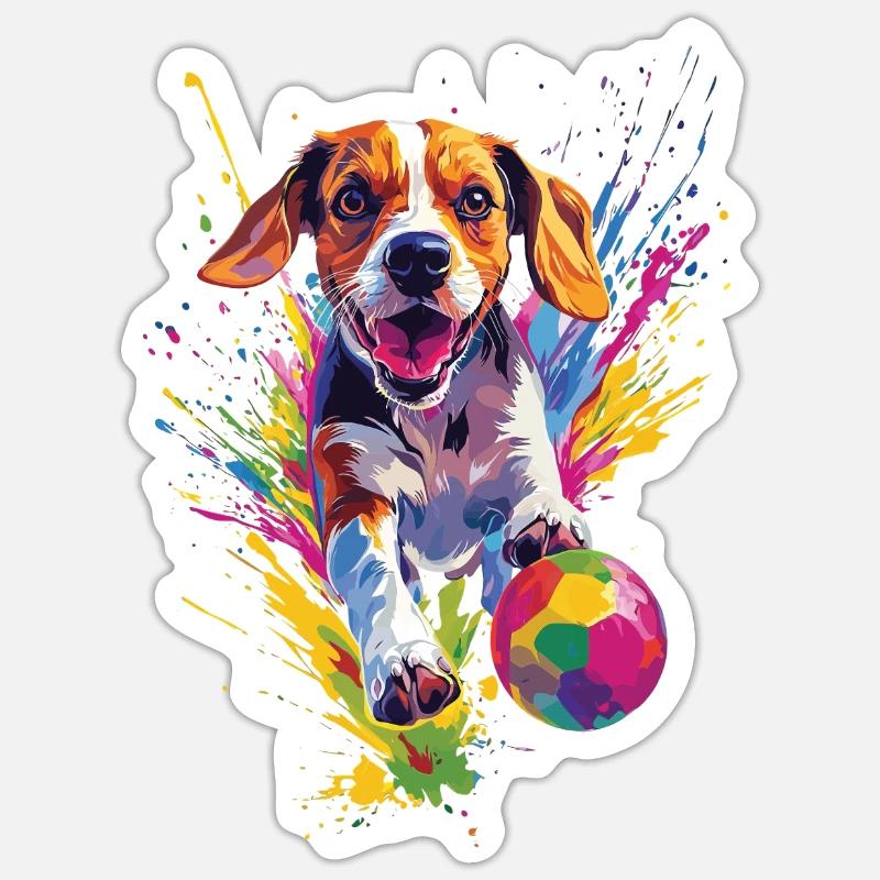 Beagle - Sticker Größe S (10 x 10 cm) - Mattweiß