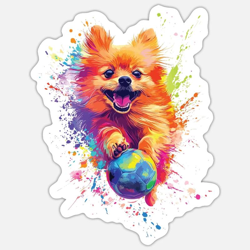 Zwergspitz - Sticker Größe S (10 x 10 cm) - Mattweiß