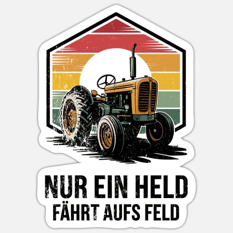 Held auf dem Feld Traktor Sticker Größe S (10 x 10 cm)