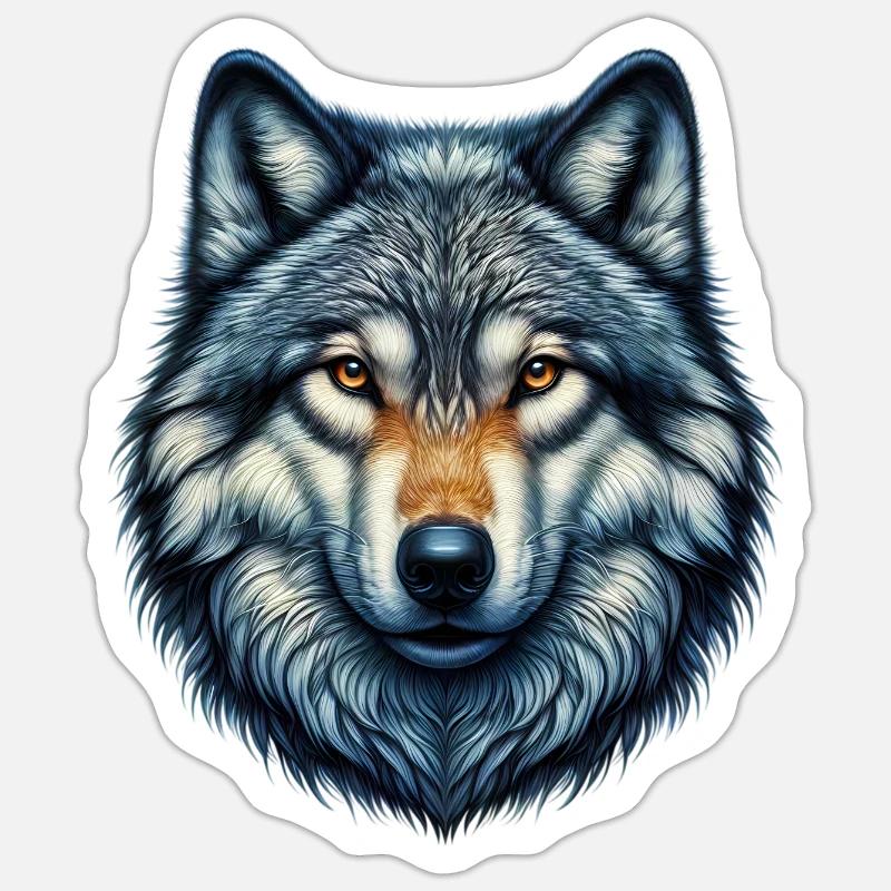 Loup - Sticker taille S (10 x 10 cm) - blanc mat