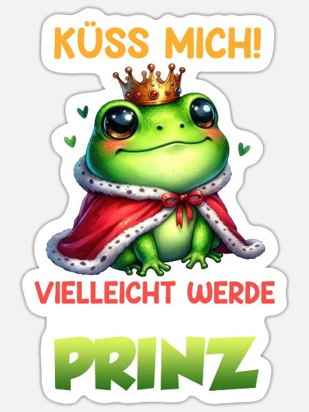 Froschkönig KÜSS MICH VIELLEICHT WERDE ICH ZUM - Sticker Größe S (10 x 10 cm) - Mattweiß