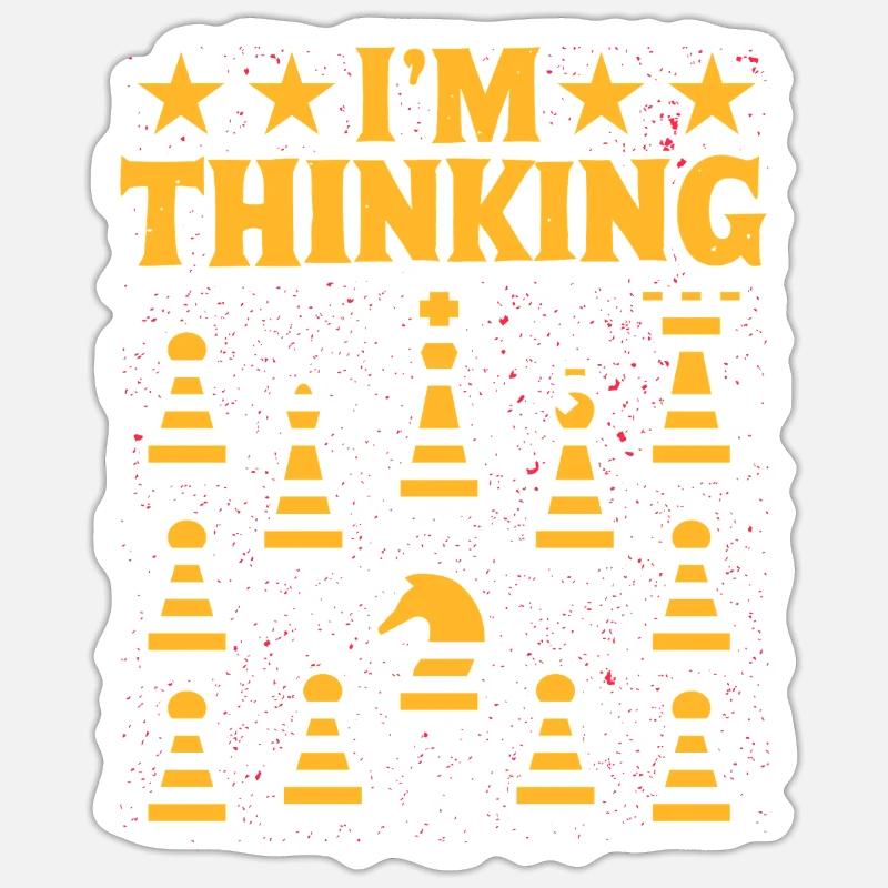 Ich denke, bitte warte Schach - Sticker Größe S (10 x 10 cm) - Mattweiß