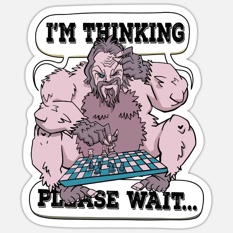 I'm thinking please wait Chess - Sticker size S (10 x 10 cm) - white matte