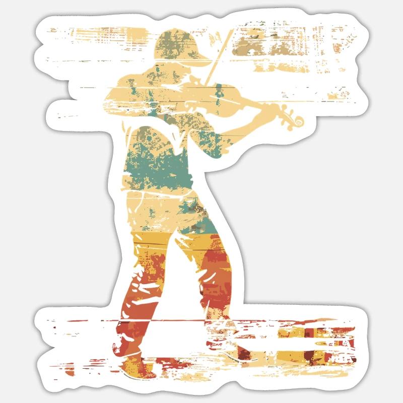 Violon Style BD Sticker taille S (10 x 10 cm)