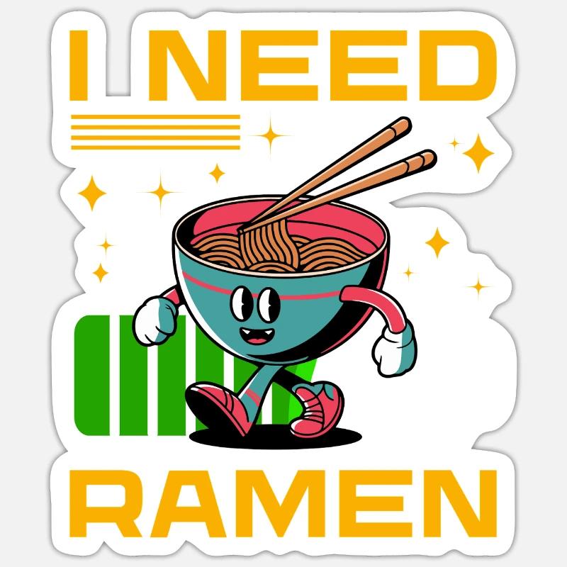 I need Ramen - Sticker size S (10 x 10 cm) - white matte