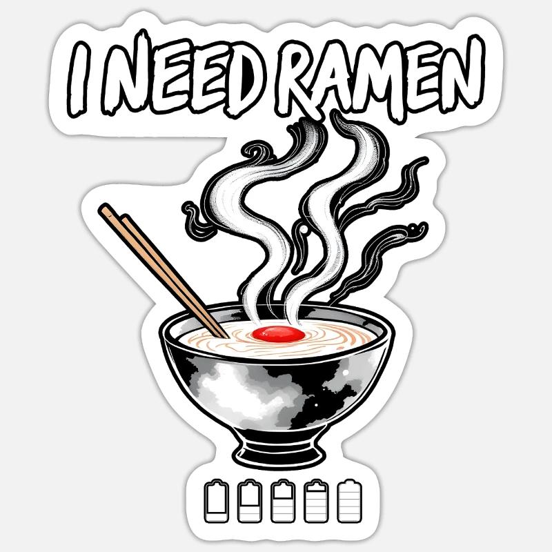 J’ai besoin de Ramen - Sticker taille S (10 x 10 cm) - blanc mat