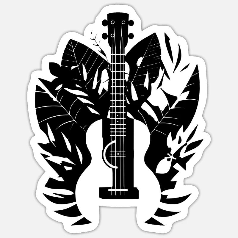Ukulélé drôle - Sticker taille S (10 x 10 cm) - blanc mat