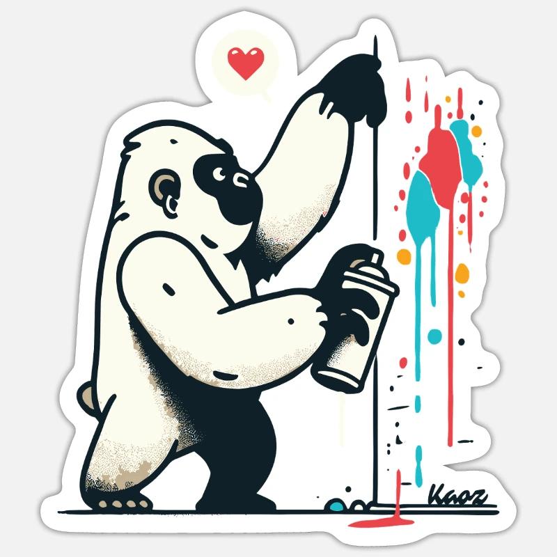 Graffiti-Gorilla mit Spraydose - Sticker Größe S (10 x 10 cm) - Mattweiß