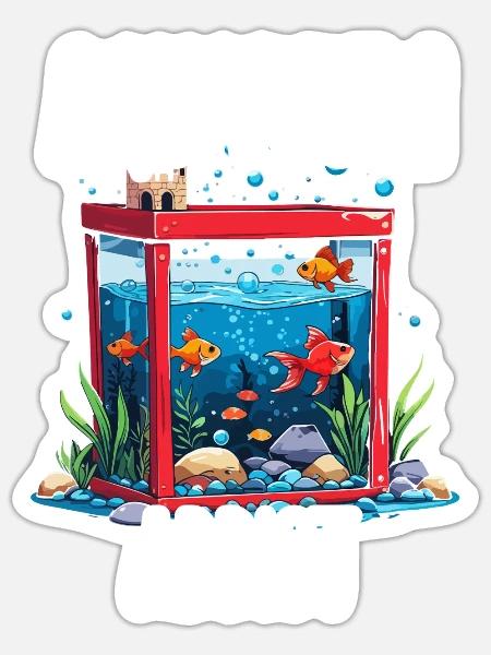 Aquarium Aquaristik - Sticker Größe S (10 x 10 cm) - Mattweiß