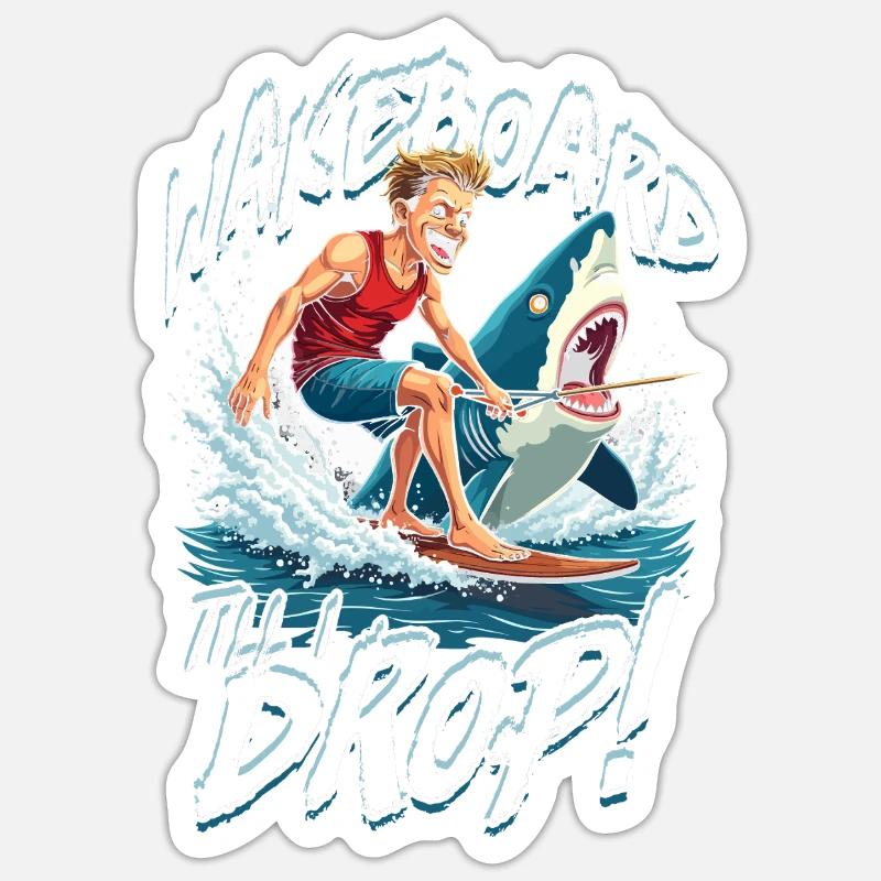Wakeboarding Wakeboard Wakeboarder - Sticker taille S (10 x 10 cm) - blanc mat