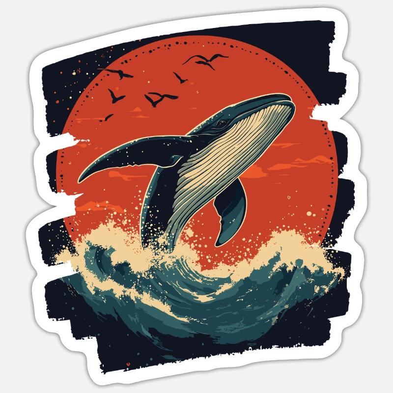 Whale - Sticker size S (10 x 10 cm) - white matte
