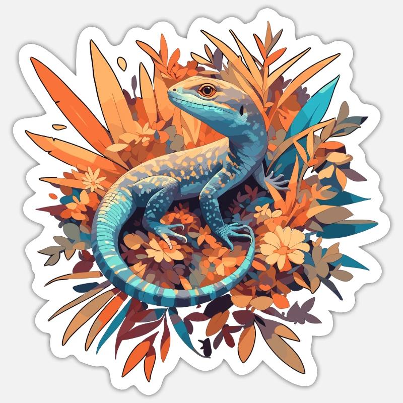 Lézards Lézard - Sticker taille S (10 x 10 cm) - blanc mat