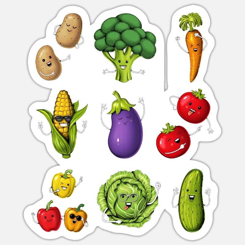 Funny Vegetables Sticker size S (10 x 10 cm)