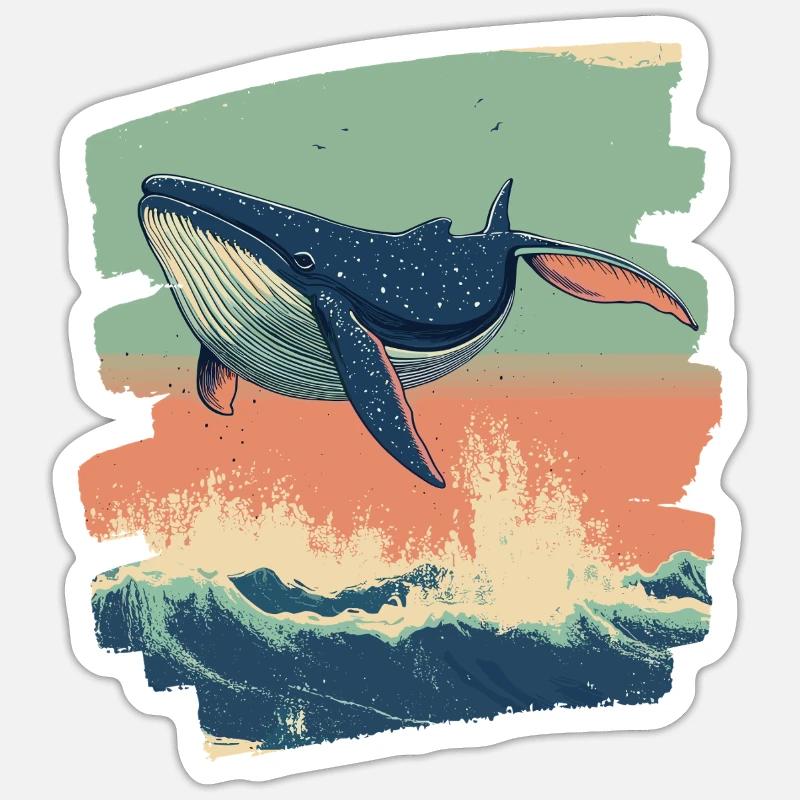 Wal - Sticker Größe S (10 x 10 cm) - Mattweiß