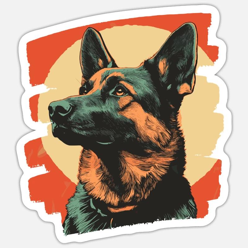 Schäferhund Retro - Sticker Größe S (10 x 10 cm) - Mattweiß