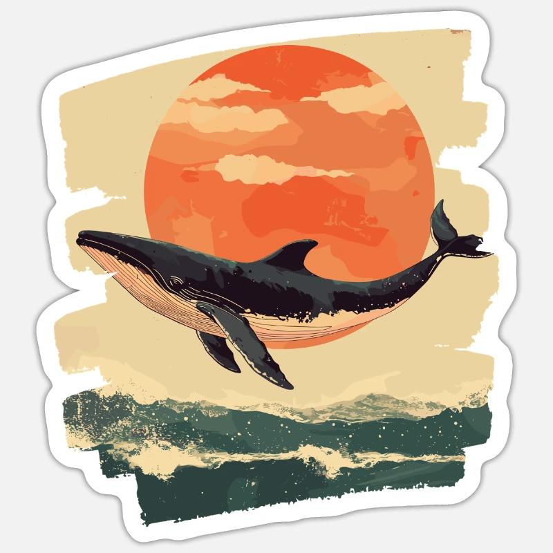 Whale Retro - Sticker size S (10 x 10 cm) - white matte