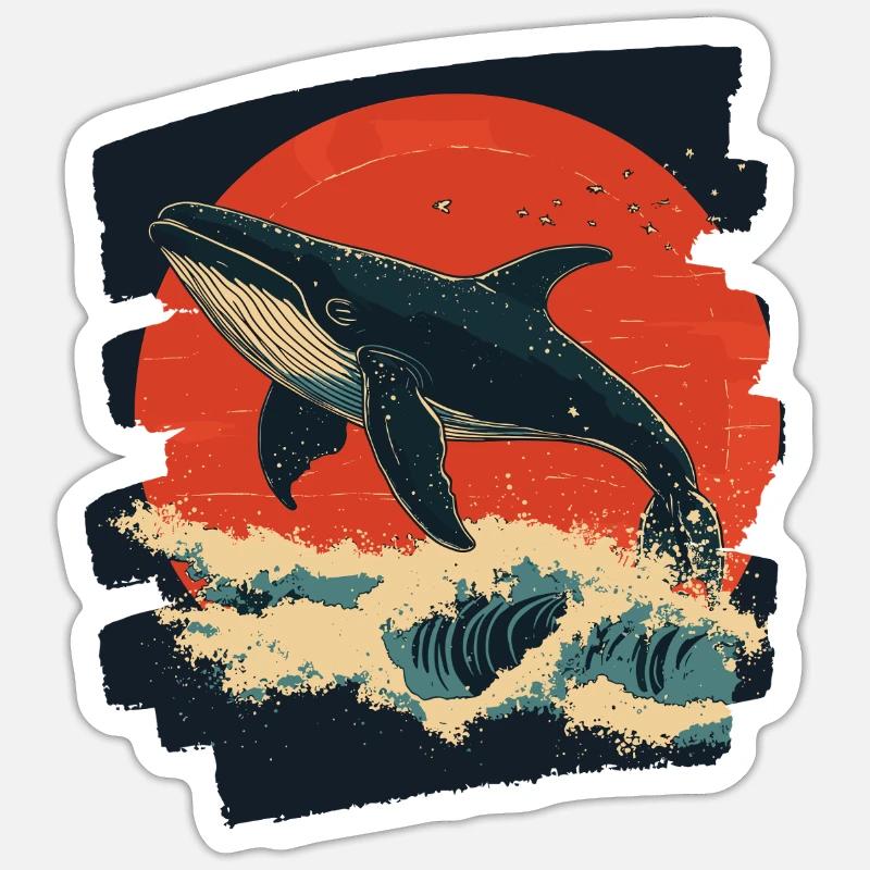 Wal Retro - Sticker Größe S (10 x 10 cm) - Mattweiß