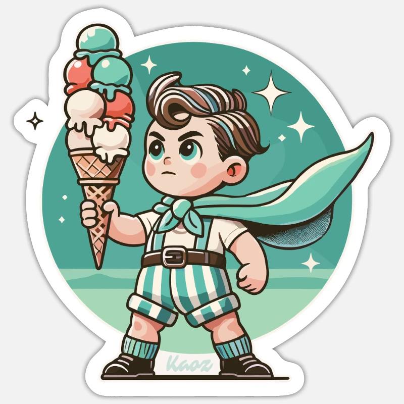 Eiscreme-Held Retro Superboy - Sticker Größe S (10 x 10 cm) - Mattweiß